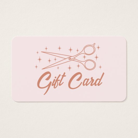 ピンクレトロタイポグラフィヘアスタイリストのギフトカード (正面)