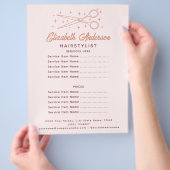 ピンクレトロタイポグラフィヘアスタイリスト チラシ (手)