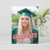 ピンクレトロタイポグラフィ卒業発表 サンキューカード (スタンド正面)