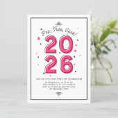 ピンクレトロタイポグラフィ2017年大晦日パーティー 招待状 (スタンド正面)