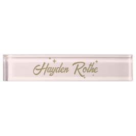 ピンクレトロタイポグラフィ デスクネームプレート