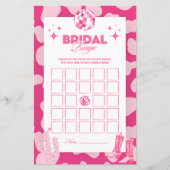 ピンクレトロディスコブライダルシャワービンゴゲームカード (正面)