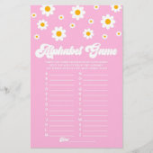 ピンクレトロデイジーアルファベビーシャワーゲーム 便箋 (正面)