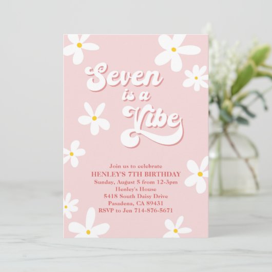 ピンクレトロデイジーセブンはヴィベ誕生日 招待状 (スタンド正面)