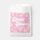 ピンクレトロデイジーフラワーフローラブライダルシャワー フェイバーバッグ (正面)