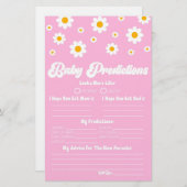 ピンクレトロデイジーベビーシャワー予測活動 便箋 (正面/裏面)