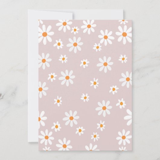 ピンクレトロデイジー最初のバースデーパーティ招待状 招待状 (裏面)