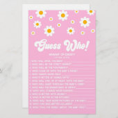 ピンクレトロデイジー誰を推測！赤ちゃんシャワーゲーム 便箋 (正面/裏面)