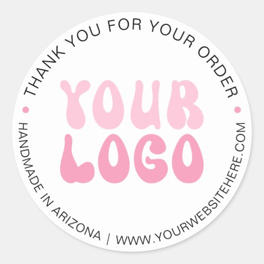 ピンクレトロトレンディーフォント会社ロゴビジネス ラウンドシール (正面)