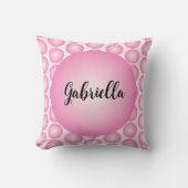 ピンクレトロドット名スクリプトタイポグラフィ装飾用クッション クッション (正面)