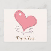 ピンクレトロドードルハートありがとう ポストカード (正面)