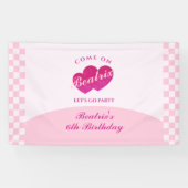 ピンクレトロドールフォト誕生日 横断幕 (横)