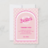 ピンクレトロドールレッズゴーパーティー誕生日 サンキューカード (正面)