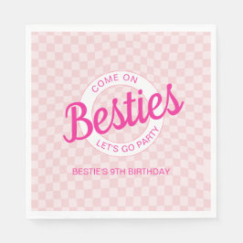 ピンクレトロドールレッズゴーパーティー誕生日 スタンダードランチョンナプキン