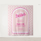 ピンクレトロドールレッズゴーパーティー誕生日 タペストリー (正面)