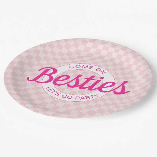 ピンクレトロドールレッズゴーパーティー誕生日 ペーパープレート (アングル)