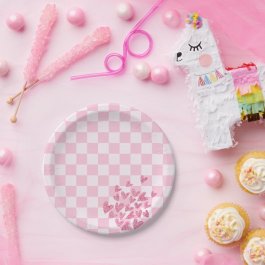 ピンクレトロドール誕生日 ペーパープレート (パーティー)