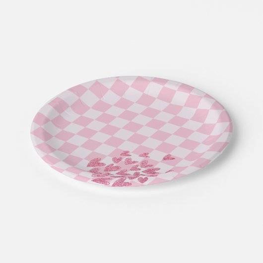 ピンクレトロドール誕生日 ペーパープレート (アングル)