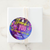 ピンクレトロネオングローローラースケートで滑るありがとう フェイバータグ (インサイチュ)