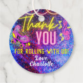 ピンクレトロネオングローローラースケートで滑るありがとう フェイバータグ (正面)