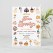 ピンクレトロハロウィン不気味2回目の誕生日パーティー 招待状 (スタンド正面)