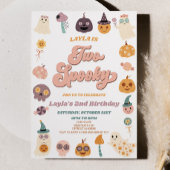 ピンクレトロハロウィン不気味2回目の誕生日パーティー 招待状