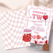 ピンクレトロハートキャンディツスウィート誕生日 招待状