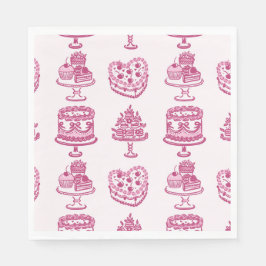 ピンクレトロハートコケッタチェリーケーキバレンタインズ スタンダードランチョンナプキン