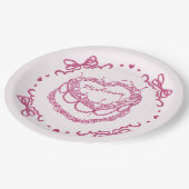 ピンクレトロハートコケッテイ チョコレートケーキ オーダーメイド ペーパープレート (アングル)