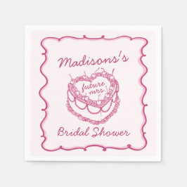 ピンクレトロハートコケッテイ チョコレートケーキ ブライダルシャワー スタンダードカクテルナプキン