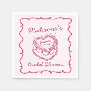 ピンクレトロハートコケッテイ チョコレートケーキ ブライダルシャワー スタンダードカクテルナプキン