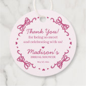 ピンクレトロハートコケッテイ チョコレートケーキ ブライダルシャワー フェイバータグ (裏面)