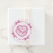ピンクレトロハートコケッテイ チョコレートケーキ ブライダルシャワー フェイバータグ (インサイチュ)