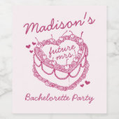 ピンクレトロハートコケットさくらんぼケーキバチェロレッテ ワインラベル (シングルラベル)