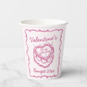 ピンクレトロハートコケットさくらんぼケーキバレンタイン 紙コップ (裏面)