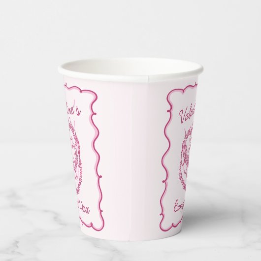 ピンクレトロハートコケットさくらんぼケーキバレンタイン 紙コップ (右)