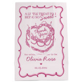 ピンクレトロハートコケットさくらんぼケーキブライダルシャワー ミディアムペーパーバッグ (裏面)