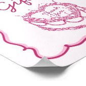 ピンクレトロハートコケットさくらんぼケーキ誕生日 ポスター (角)