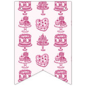 ピンクレトロハートコケットさくらんぼケーキ バンティングフラッグ (第1の旗)