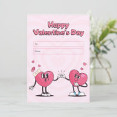 ピンクレトロハートハッピーバレンタインデーカード シーズンカード (スタンド正面)