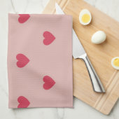 ピンクレトロハートY2Kパターン(背景ピンク) キッチンタオル (四つ折り)