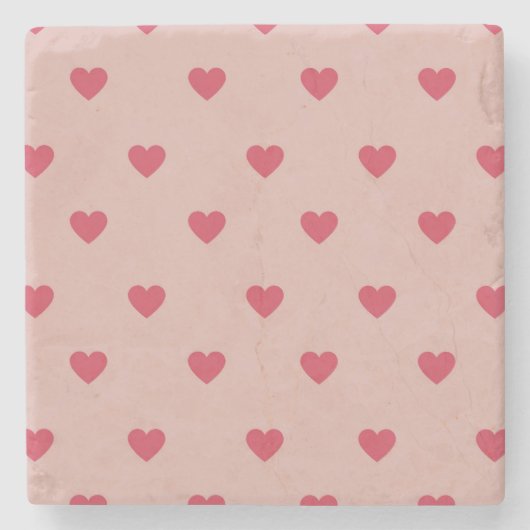 ピンクレトロハートY2Kパターン（背景ピンク） ストーンコースター (正面)