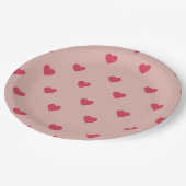 ピンクレトロハートY2Kパターン（背景ピンク） ペーパープレート (アングル)
