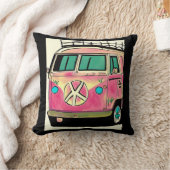 ピンクレトロヒッパイファンヴィンテージカラーズアート クッション (ブランケット)