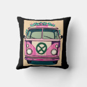 ピンクレトロヒッパイファンヴィンテージカラーズアート クッション (裏面)