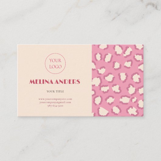 ピンクレトロヒョウ印刷 名刺 (正面)