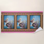 ピンクレトロフィルムストリップフォトビーチタオル ビーチタオル (正面)