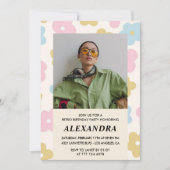 ピンクレトロフォトフローラ36th birthday invitation 招待状 (正面)