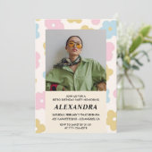 ピンクレトロフォトフローラ36th birthday invitation 招待状 (スタンド正面)