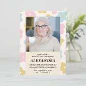 ピンクレトロフォトフローラ98th birthday invitation 招待状 (スタンド正面)